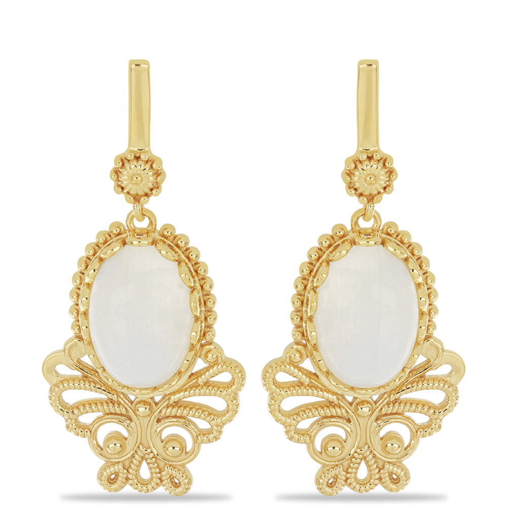 Goldplattierte Silberohrringe mit Regenbogenmondstein