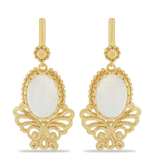 Goldplattierte Silberohrringe mit Regenbogenmondstein