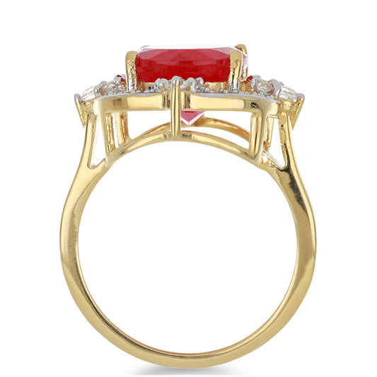 Goldplattierter Silberring mit rotem Achat und weißem Topas