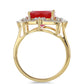Goldplattierter Silberring mit rotem Achat und weißem Topas