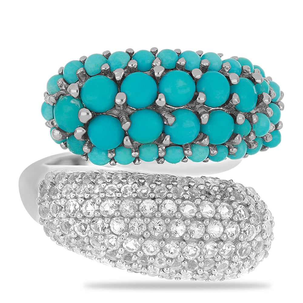 Silberring mit Dornröschen Türkis und weißem Topas 1 