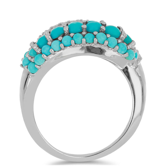 Silberring mit Dornröschen Türkis und weißem Topas