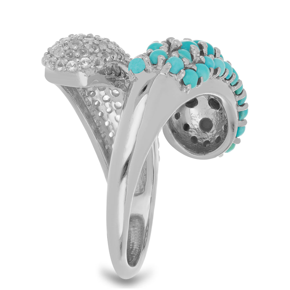Silberring mit Dornröschen Türkis und weißem Topas 4 