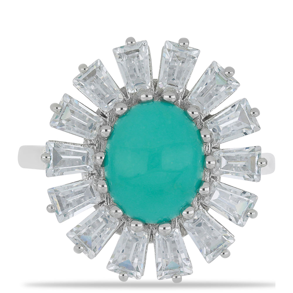 Silberring mit Dornröschen Türkis und weißem Zirkon