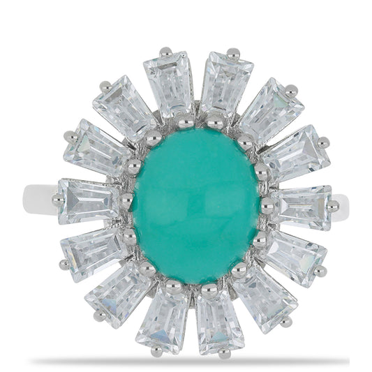 Silberring mit Dornröschen Türkis und weißem Zirkon