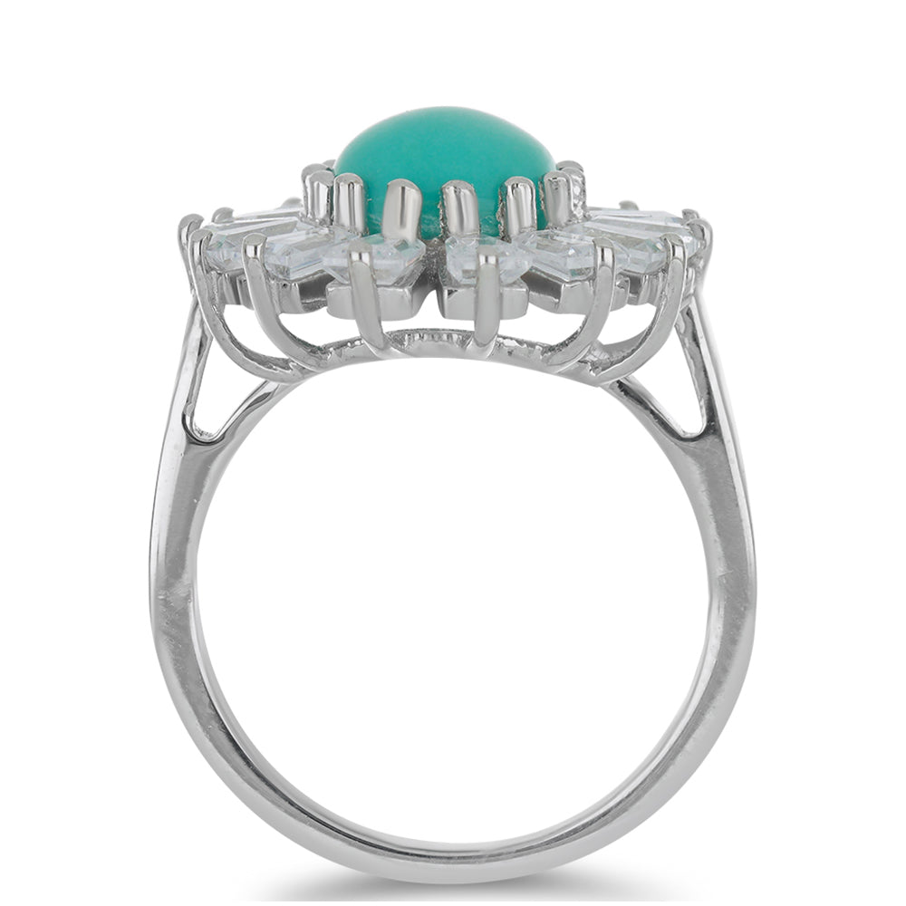 Silberring mit Dornröschen Türkis und weißem Zirkon 2 