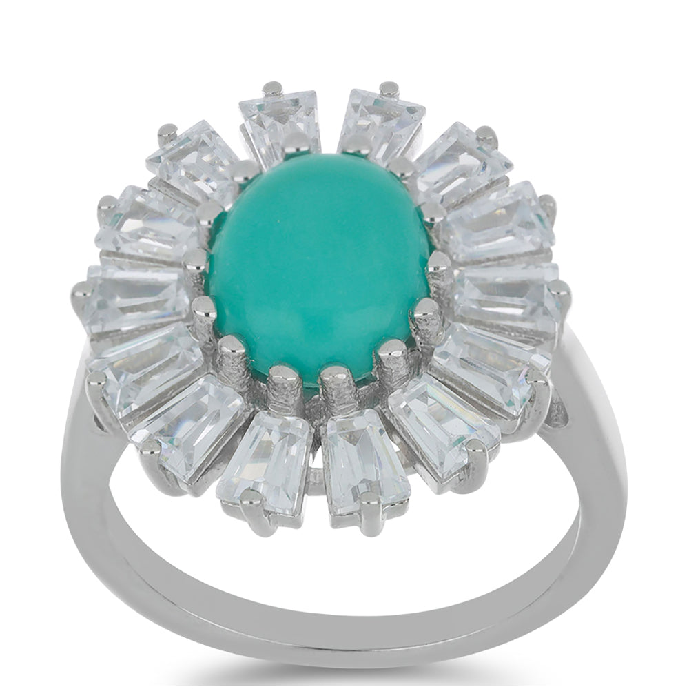 Silberring mit Dornröschen Türkis und weißem Zirkon 3 