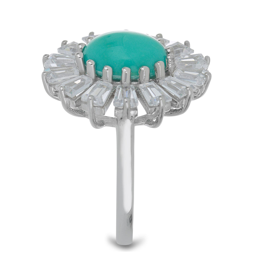 Silberring mit Dornröschen Türkis und weißem Zirkon 4 