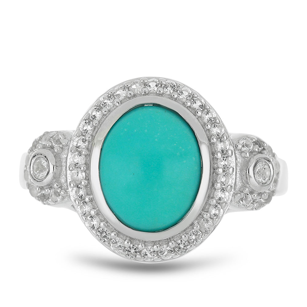 Silberring mit Dornröschen Türkis und weißem Topas 1 