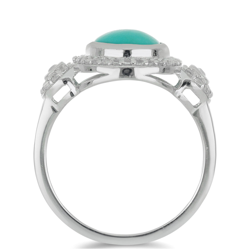 Silberring mit Dornröschen Türkis und weißem Topas 2 