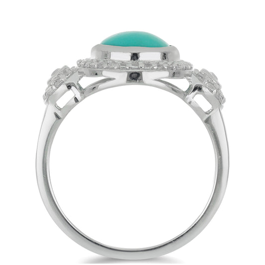Silberring mit Dornröschen Türkis und weißem Topas