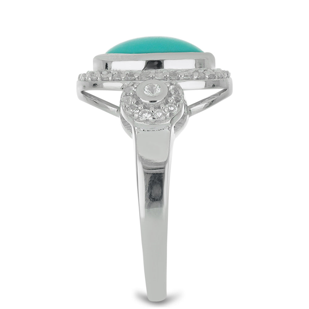 Silberring mit Dornröschen Türkis und weißem Topas 4 