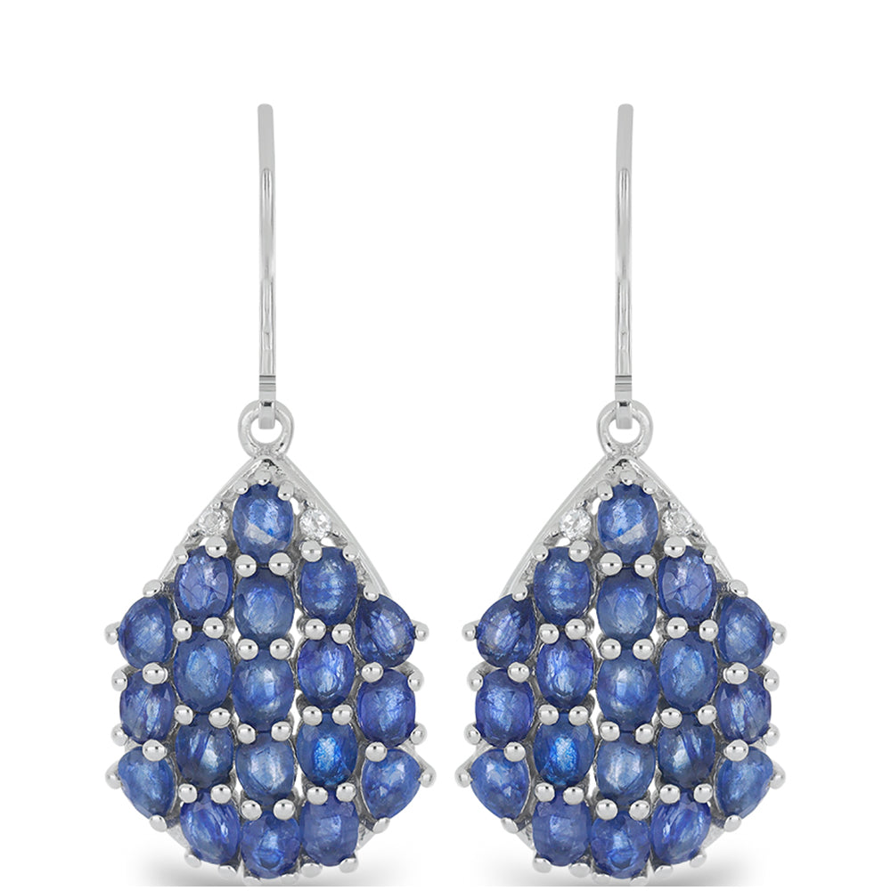 Silberohrringe mit australischem blauem Saphir und weißem Topas 1 