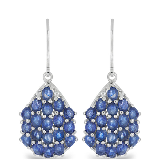 Silberohrringe mit australischem blauem Saphir und weißem Topas