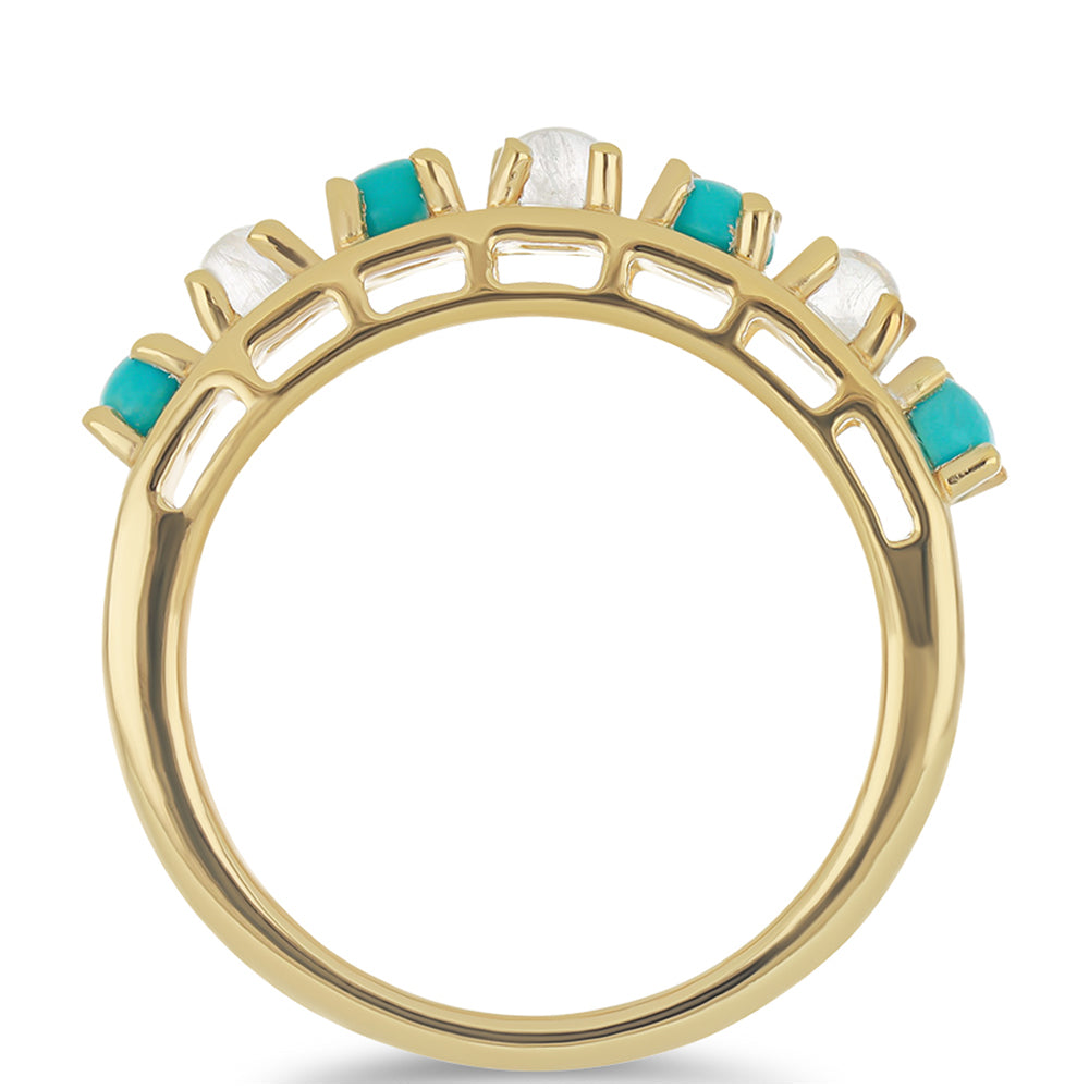 Goldplattierter Silberring mit Dornröschen Türkis 2 