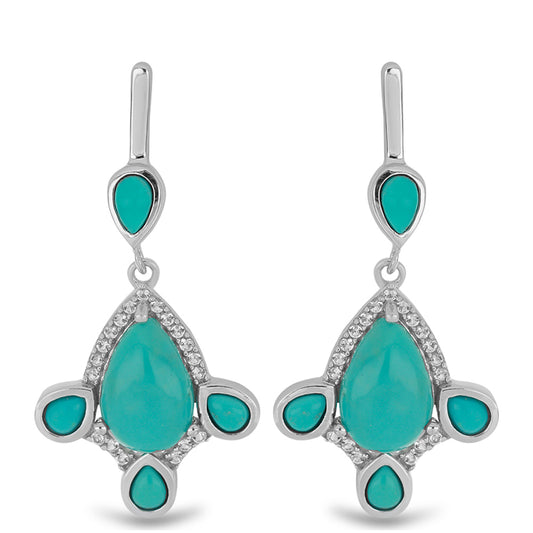 Silberohrringe mit Dornröschen Türkis und weißem Topas
