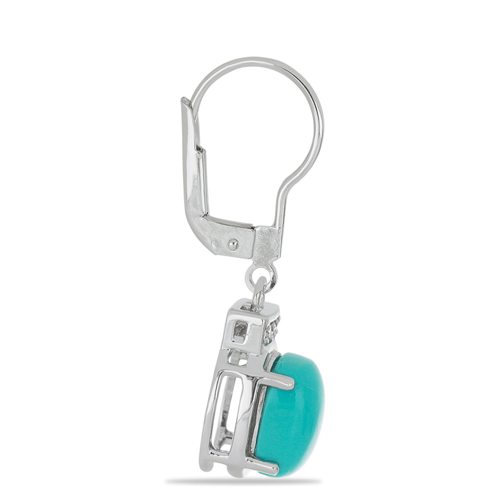 Silberohrringe mit Dornröschen Türkis und weißem Topas 2 