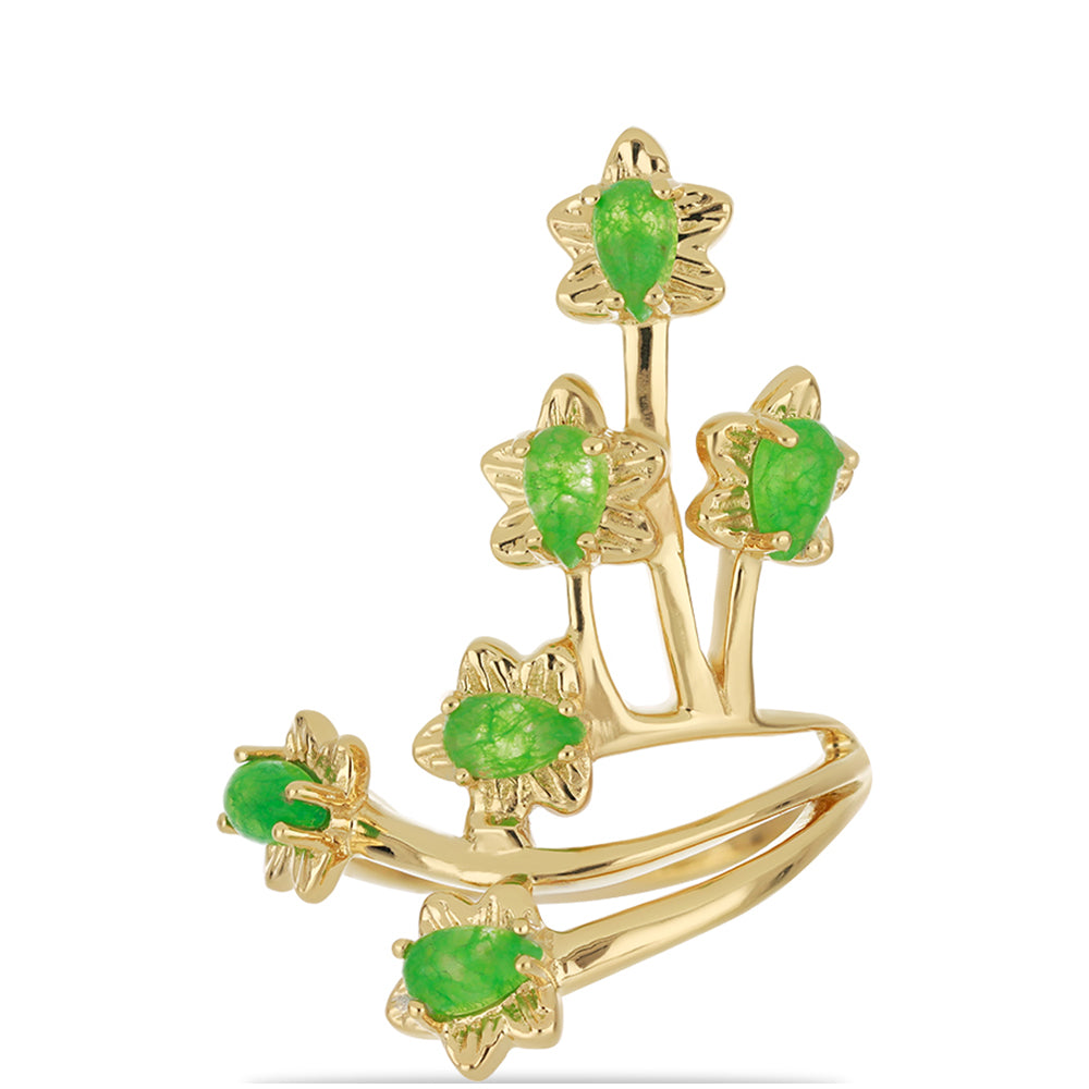 Goldplattierter Silberring mit grünem Jadeit 1 