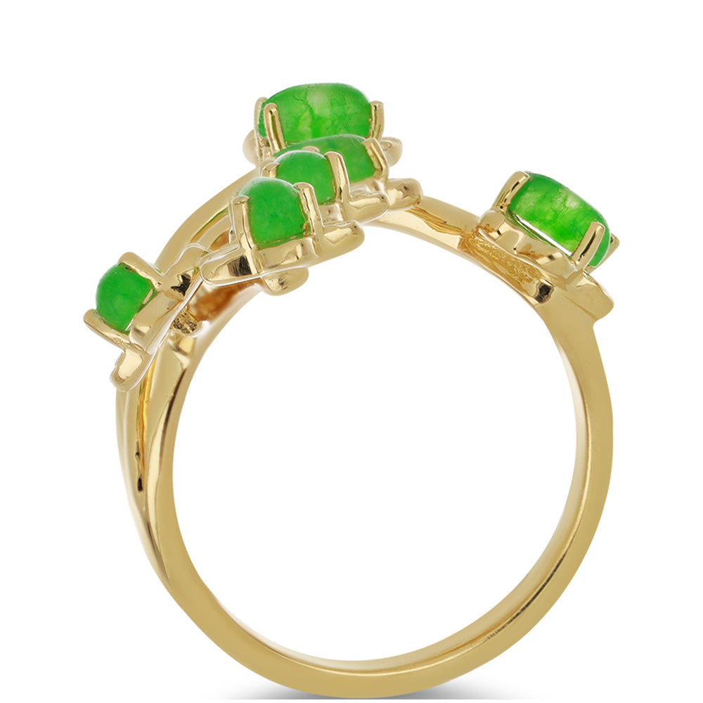 Goldplattierter Silberring mit grünem Jadeit 2 