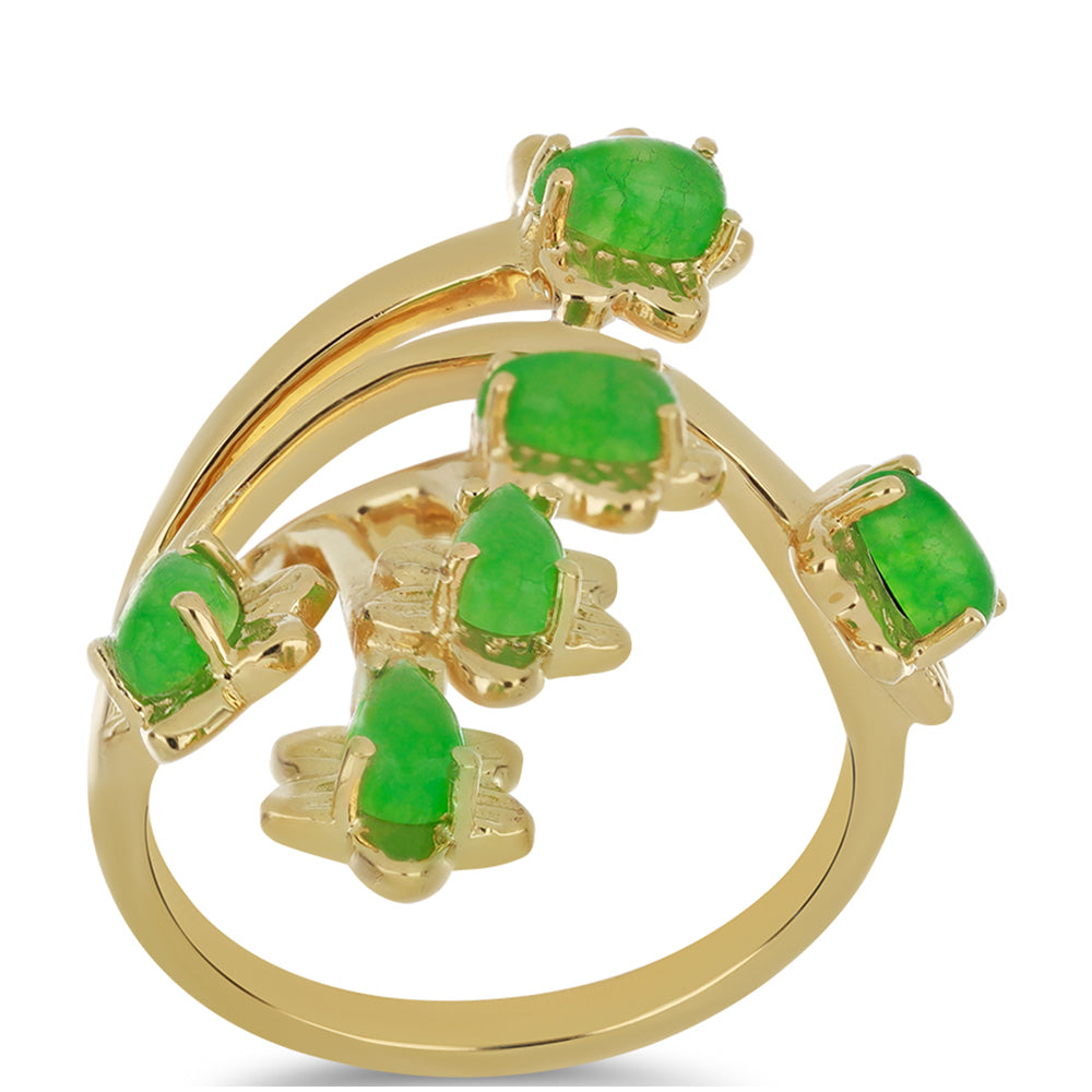 Goldplattierter Silberring mit grünem Jadeit 3 