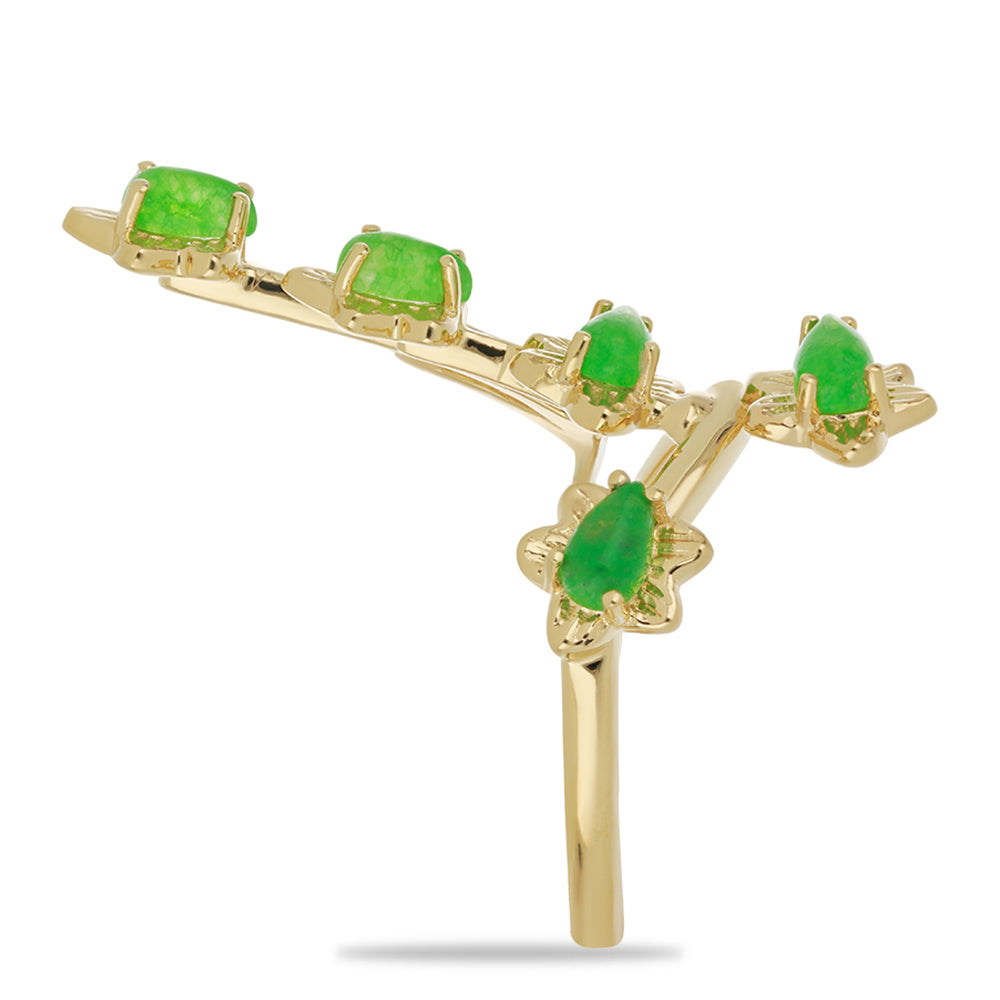 Goldplattierter Silberring mit grünem Jadeit 4 