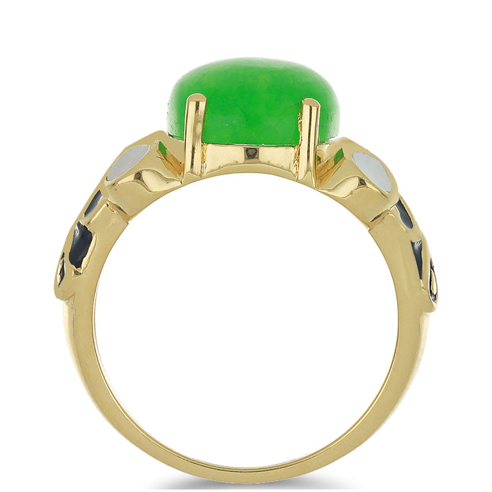 Goldplattierter Silberring mit grünem Jadeit 2 