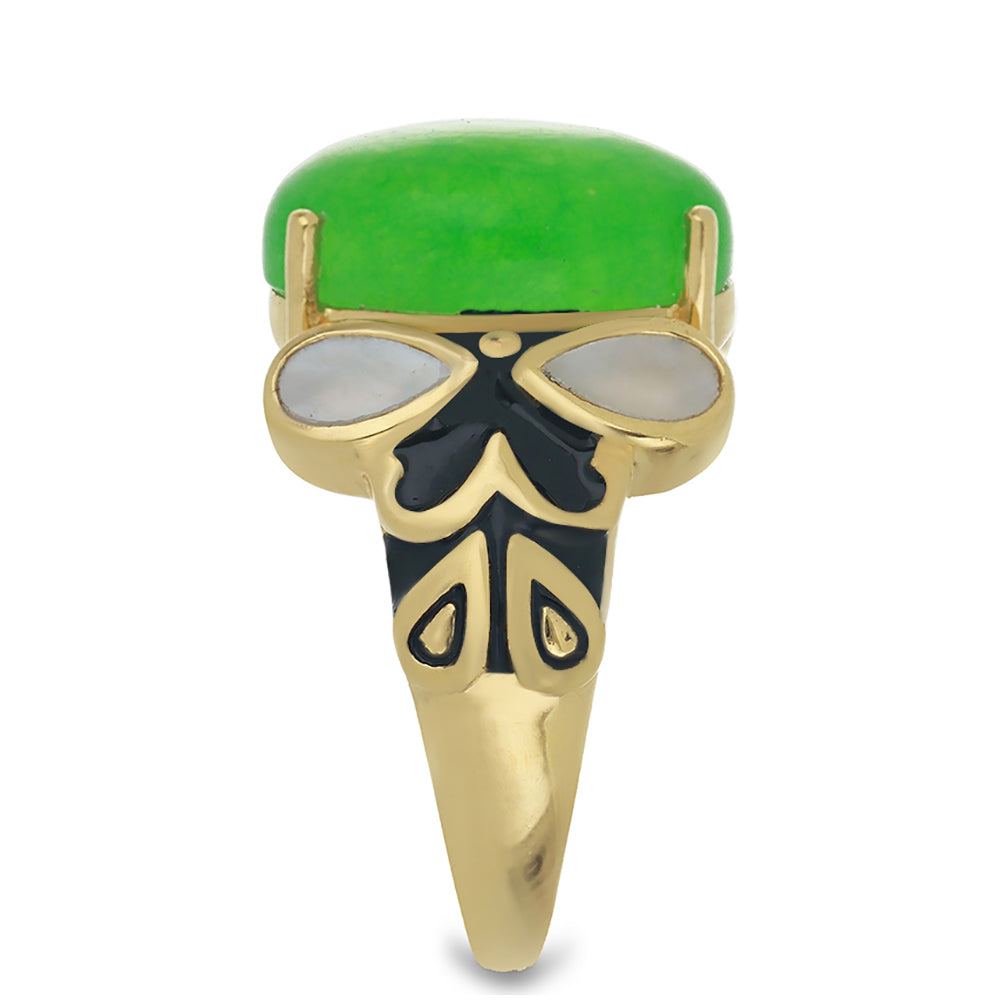 Goldplattierter Silberring mit grünem Jadeit 4 