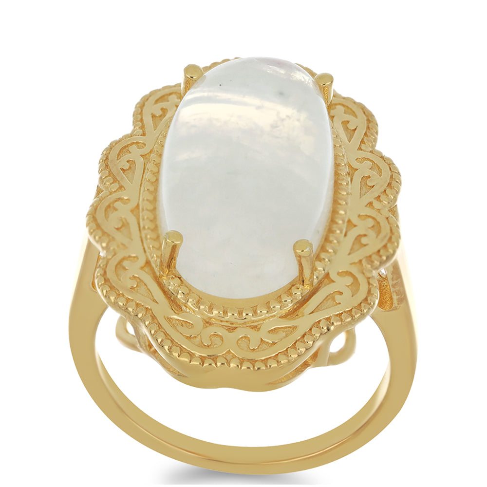 Goldplattierter Silberring mit Regenbogenmondstein 3 