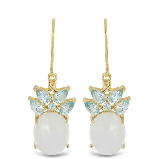 Goldplattierte Silberohrringe mit Regenbogenmondstein