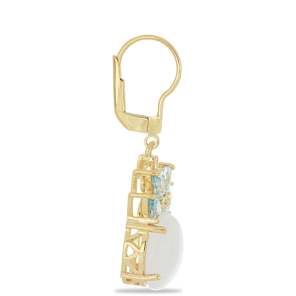 Goldplattierte Silberohrringe mit Regenbogenmondstein 2 