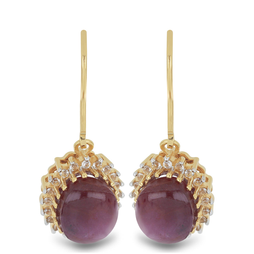 Goldplattierte Silberohrringe mit Sternrubin und weißem Topas