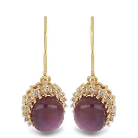 Goldplattierte Silberohrringe mit Sternrubin und weißem Topas