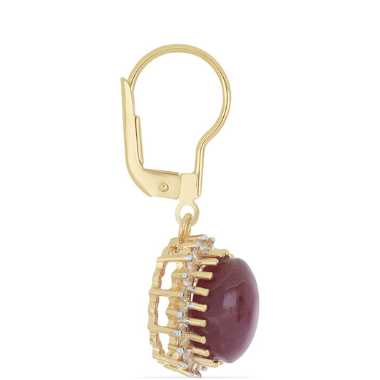 Goldplattierte Silberohrringe mit Sternrubin und weißem Topas