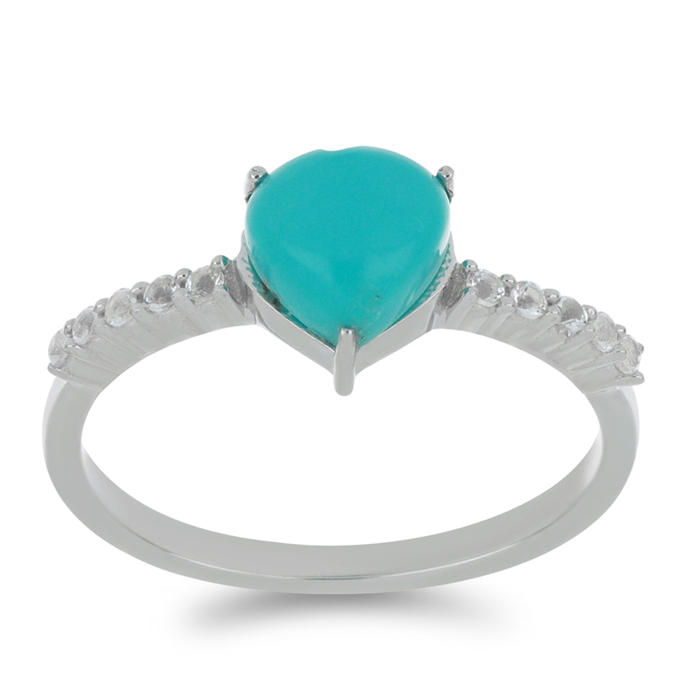 Silberring mit Dornröschen Türkis und weißem Topas 3 