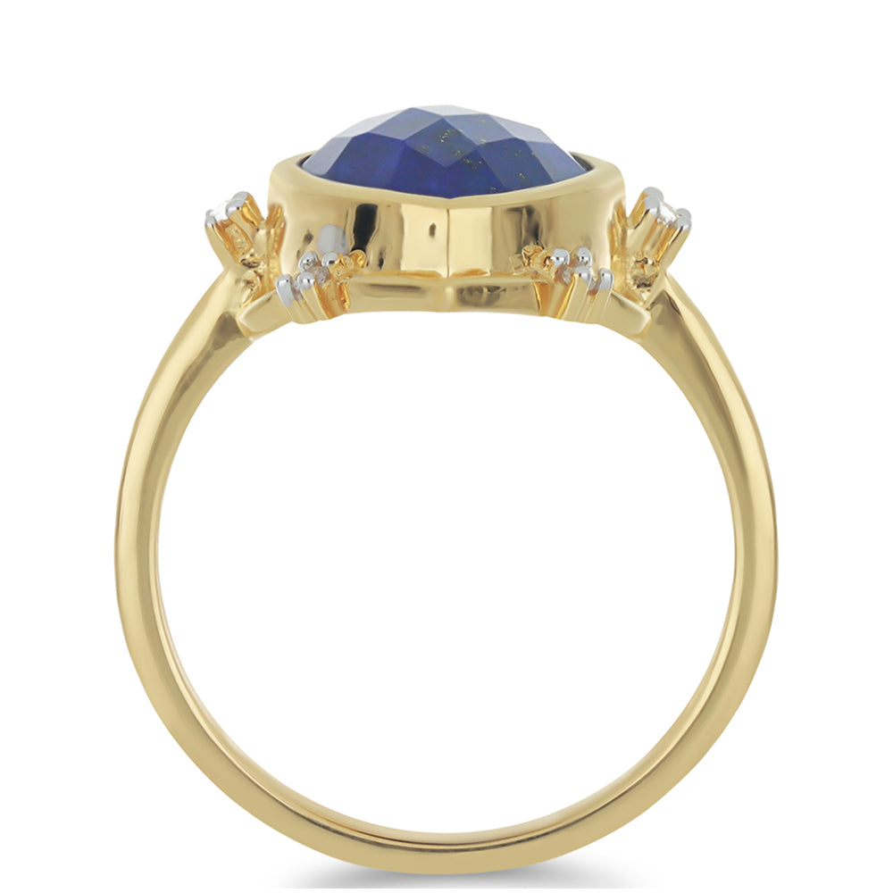 Goldplattierter Silberring mit Lapislazuli aus Badakhshan und weißem Topas 2 