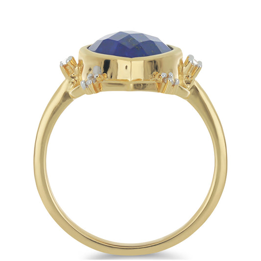 Goldplattierter Silberring mit Lapislazuli aus Badakhshan und weißem Topas