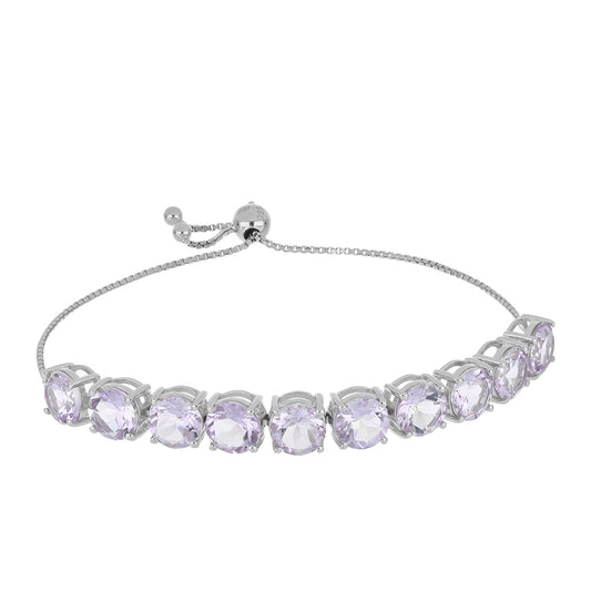 Silberarmband mit Rose De France Amethyst