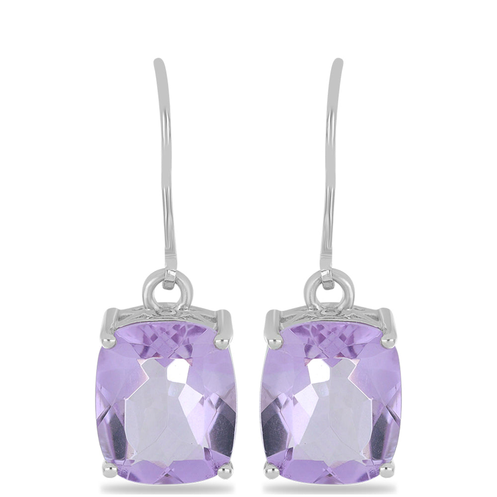 Silberohrringe mit Rose De France Amethyst