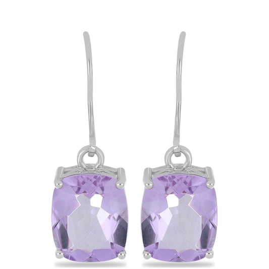 Silberohrringe mit Rose De France Amethyst