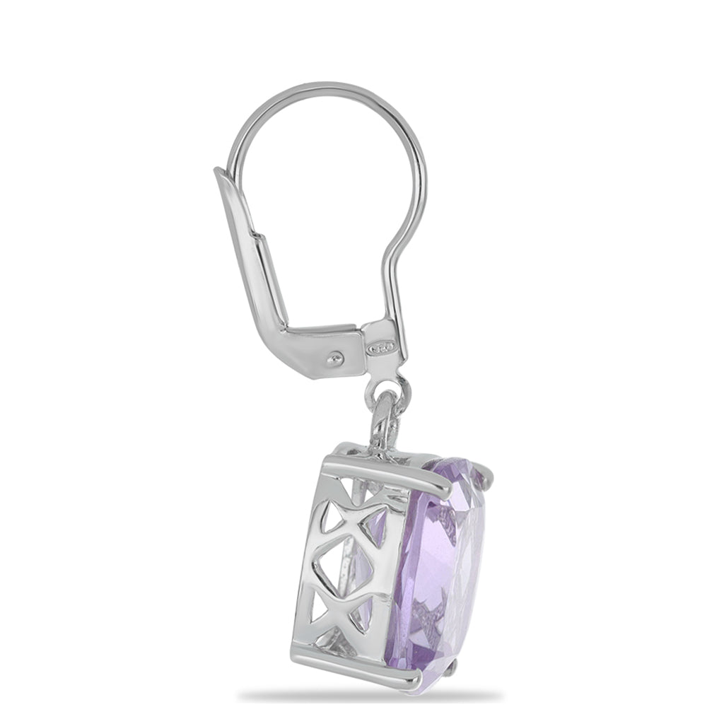 Silberohrringe mit Rose De France Amethyst