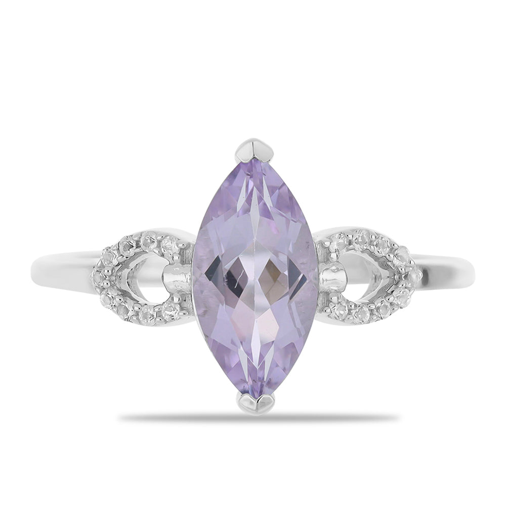 Silberring mit Rose De France Amethyst und weißem Topas