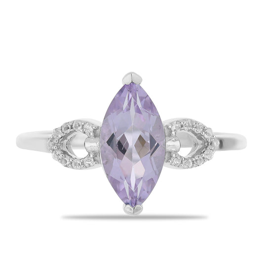 Silberring mit Rose De France Amethyst und weißem Topas