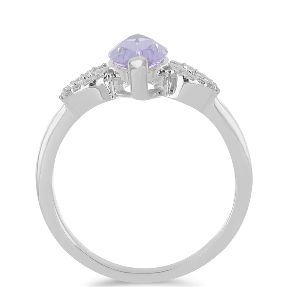 Silberring mit Rose De France Amethyst und weißem Topas 2 