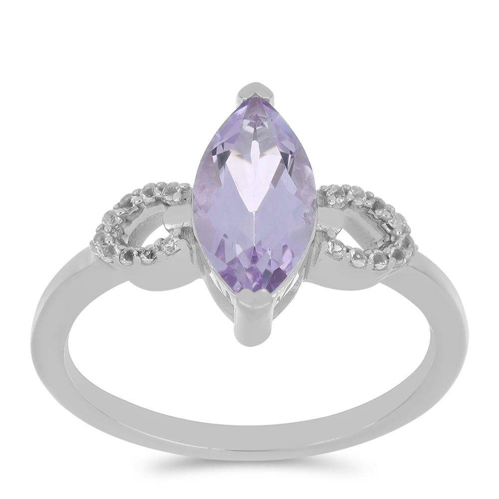 Silberring mit Rose De France Amethyst und weißem Topas
