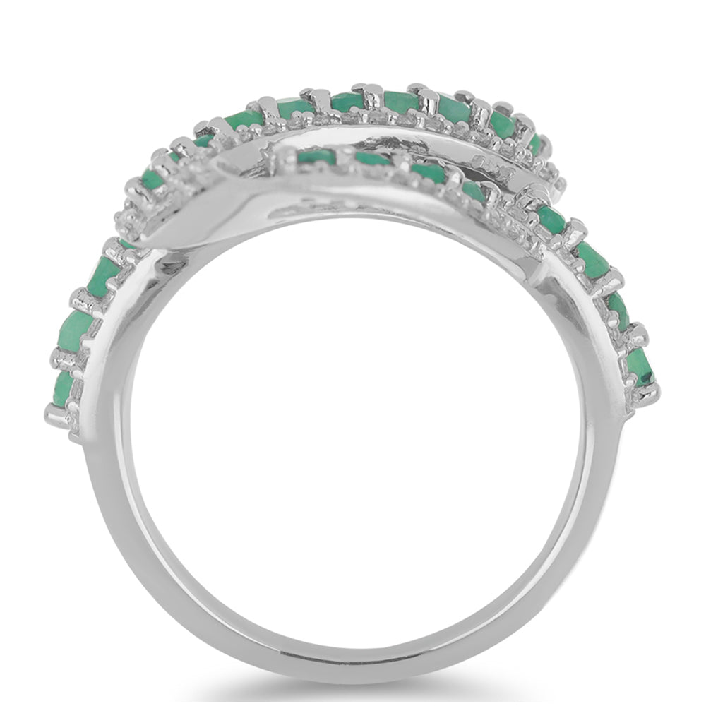 Silberring mit brasilianischem Smaragd und weißem Topas 2 