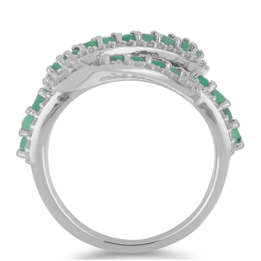 Silberring mit brasilianischem Smaragd und weißem Topas