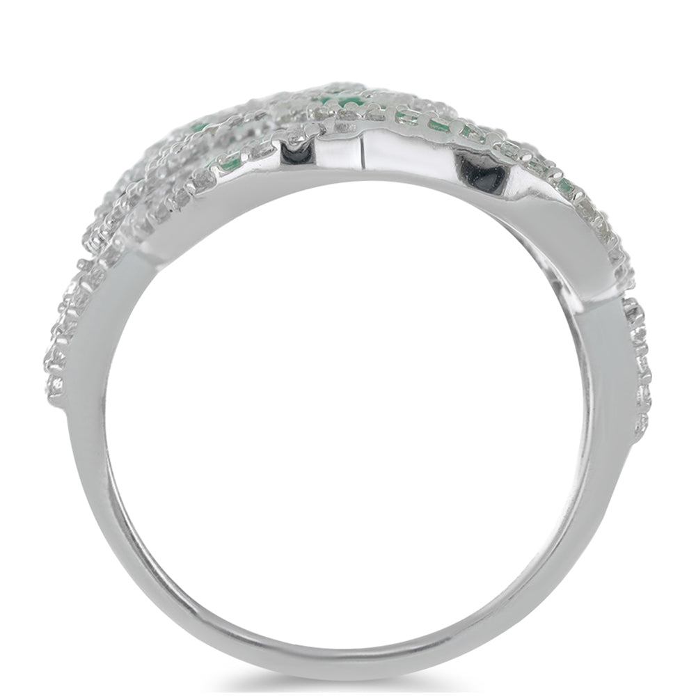 Silberring mit brasilianischem Smaragd und weißem Topas