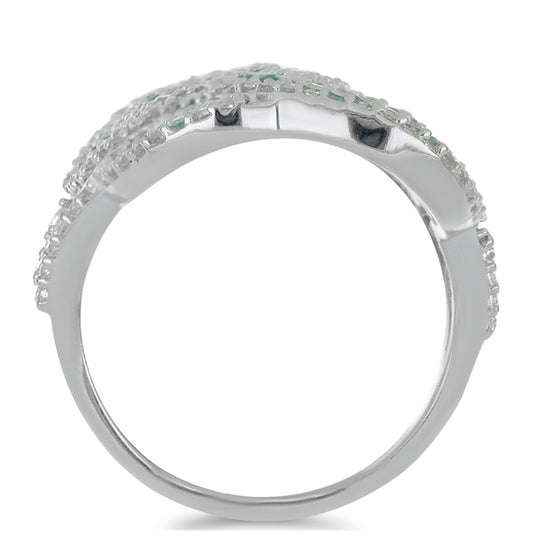 Silberring mit brasilianischem Smaragd und weißem Topas