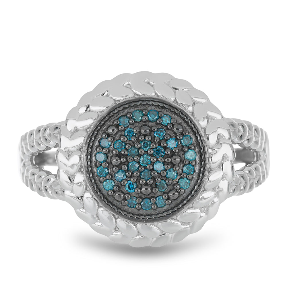 Silberring mit blauem Diamant 1 