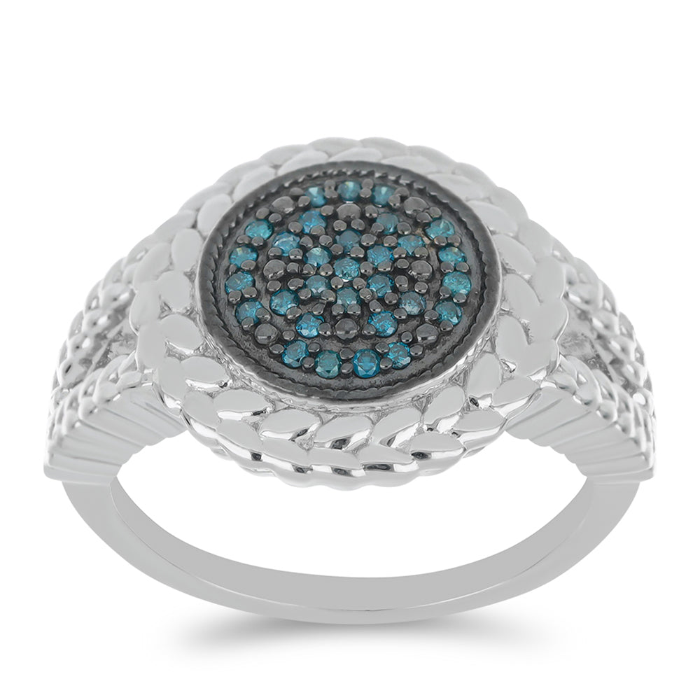 Silberring mit blauem Diamant